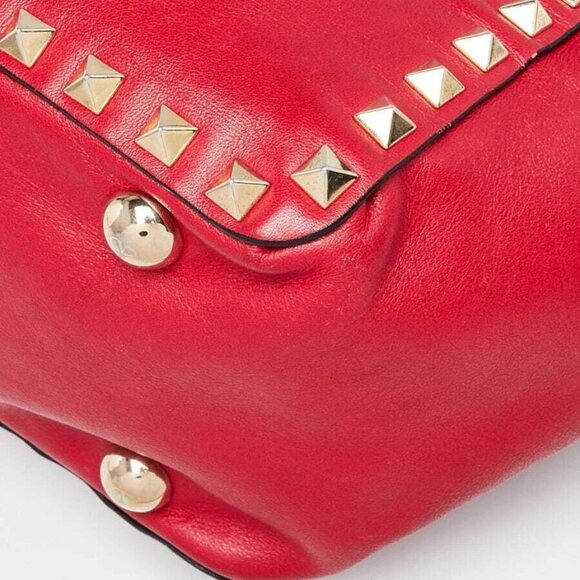 Valentino Red Leather Rockstud Trapeze Small Tote Bag - Picture 11 of 11